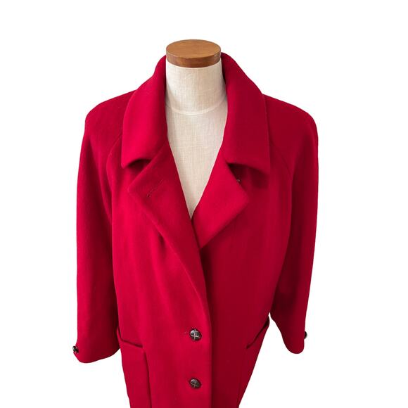 Vintage Talbots Cherry red Oversized Wool Coat 6 - Picture 3 of 9